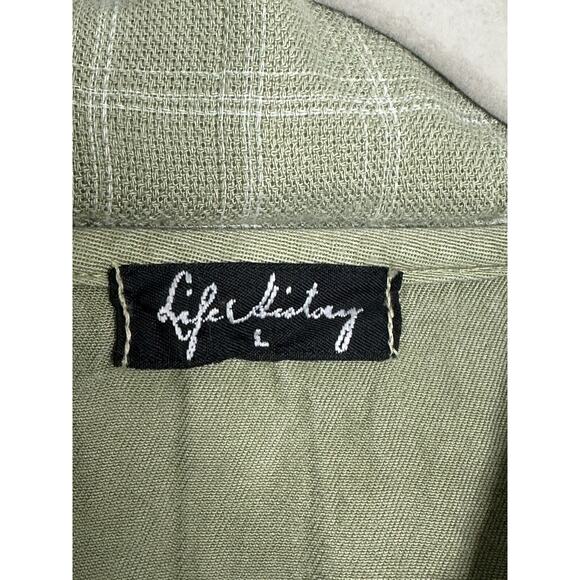 Vintage Life History Sage Green Lyocell Button Front Lagenlook Top Size Large - Picture 4 of 7